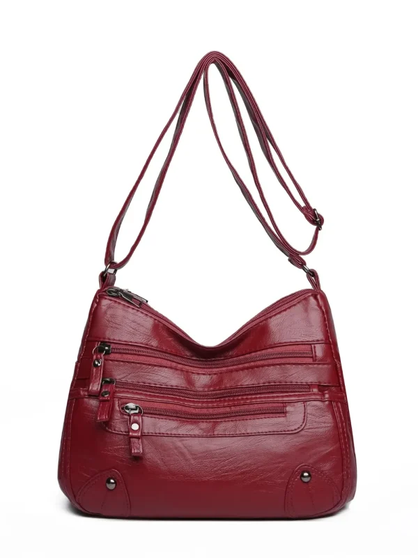 PU Leather Multi Pockets Shoulder Bag - Image 15
