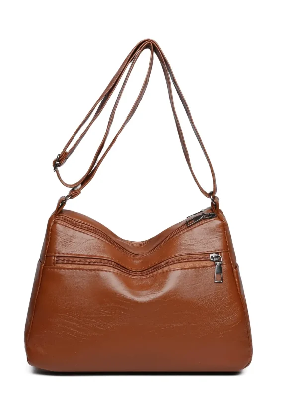 PU Leather Multi Pockets Shoulder Bag - Image 5