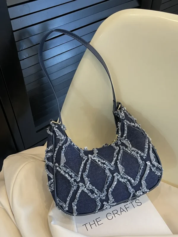 Raw Edge Cloth Shoulder Bag - Image 3