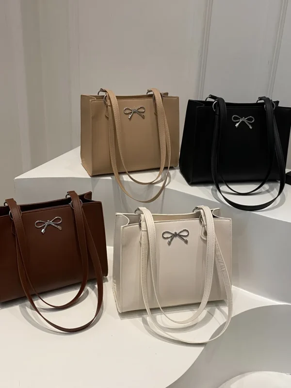 Bow PU Leather Shoulder Bag - Image 9