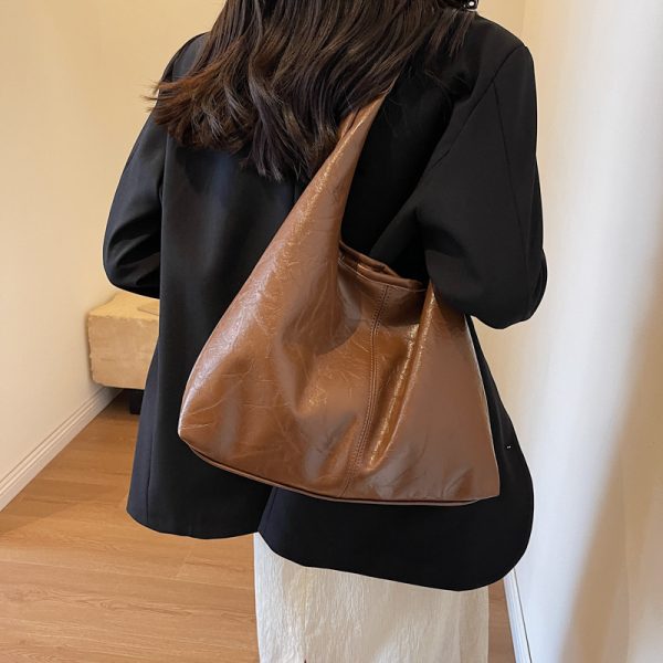Soft PU Leather Quality Underarm Bag Vintage Wine Red Ladies Shoulder Bag Commuter Large Handbag Bolso Mujer Women's Tote Bag - Image 2