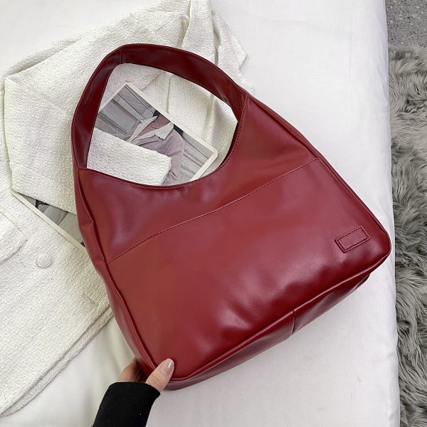 Retro Simple Bucket Bag soft PU leather tote bag large capacity fashion casual tote bags for women - Image 5