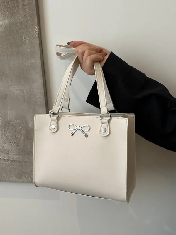 Bow PU Leather Shoulder Bag - Image 3