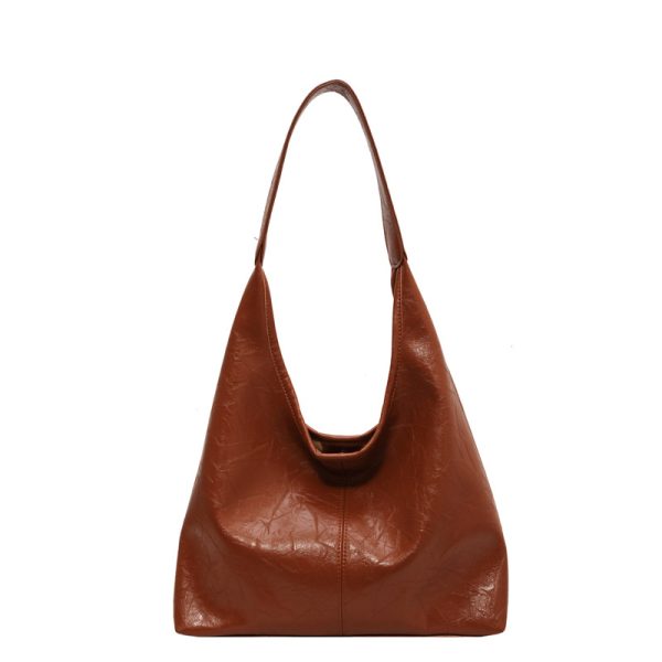 Soft PU Leather Quality Underarm Bag Vintage Wine Red Ladies Shoulder Bag Commuter Large Handbag Bolso Mujer Women's Tote Bag - Image 9