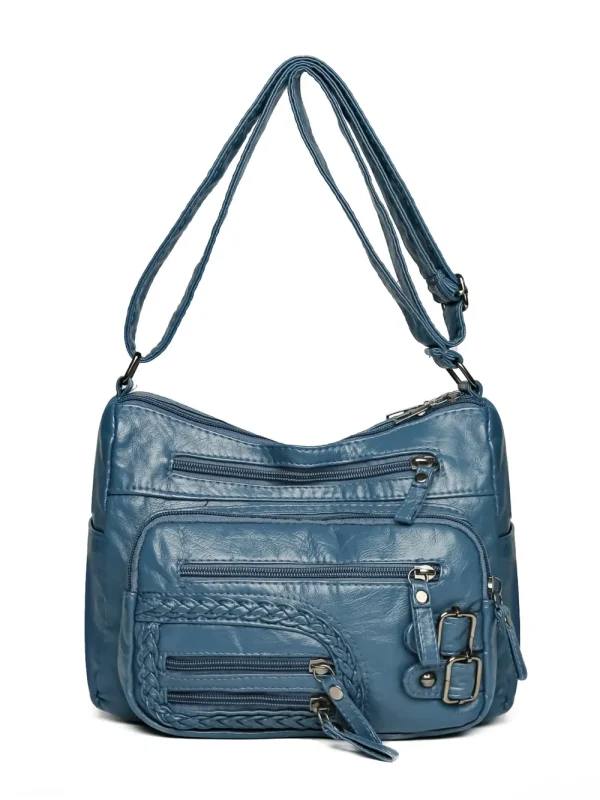 Multi Pockets PU Leather Shoulder Bag - Image 12