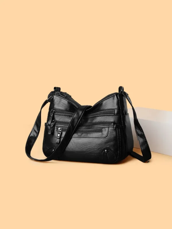 PU Leather Multi Pockets Shoulder Bag - Image 10