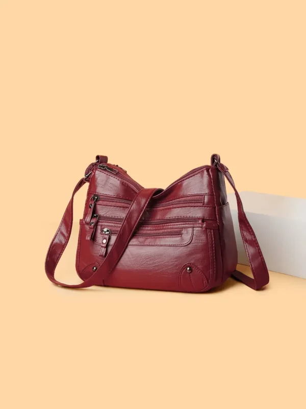 PU Leather Multi Pockets Shoulder Bag - Image 14