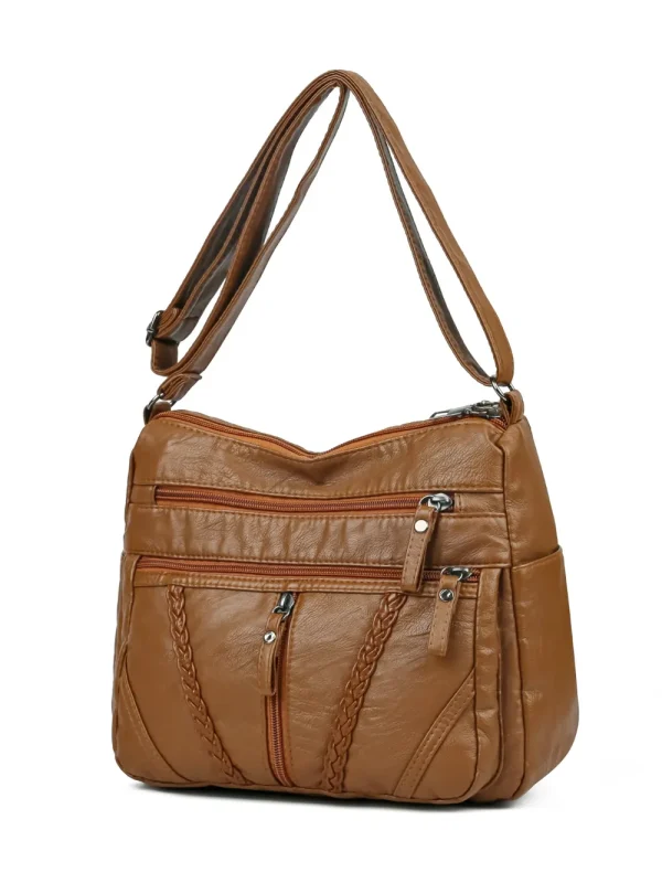 Adjustable Strap PU Leather Shoulder Bag - Image 10