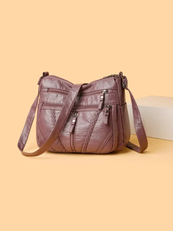 Adjustable Strap PU Leather Shoulder Bag - Image 22