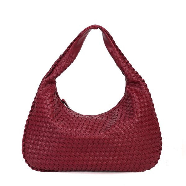 Women Large Leather Hobo Bag Handmade Woven Casual Female Handbag Big Capacity Patchwork Zipper Women Shoulder Bags - Image 9