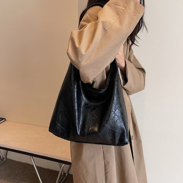 Soft PU Leather Quality Underarm Bag Vintage Wine Red Ladies Shoulder Bag Commuter Large Handbag Bolso Mujer Women's Tote Bag - Image 3