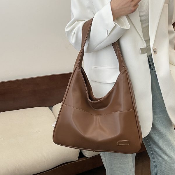 Retro Simple Bucket Bag soft PU leather tote bag large capacity fashion casual tote bags for women - Image 7