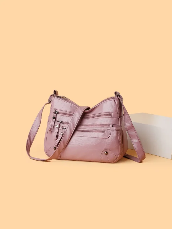 PU Leather Multi Pockets Shoulder Bag - Image 12