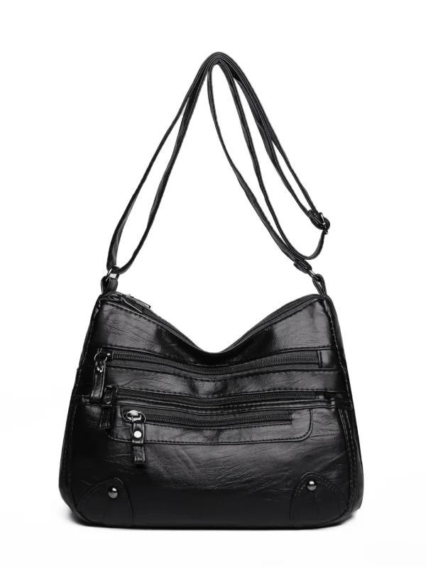 PU Leather Multi Pockets Shoulder Bag - Image 11