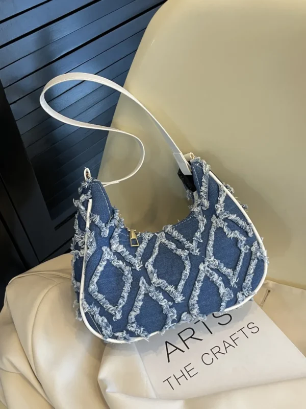 Raw Edge Cloth Shoulder Bag - Image 2