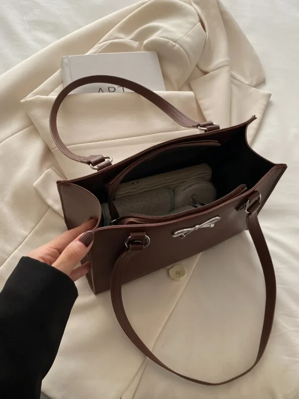 Bow PU Leather Shoulder Bag - Image 8
