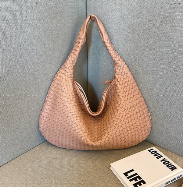Women Large Leather Hobo Bag Handmade Woven Casual Female Handbag Big Capacity Patchwork Zipper Women Shoulder Bags - Image 16