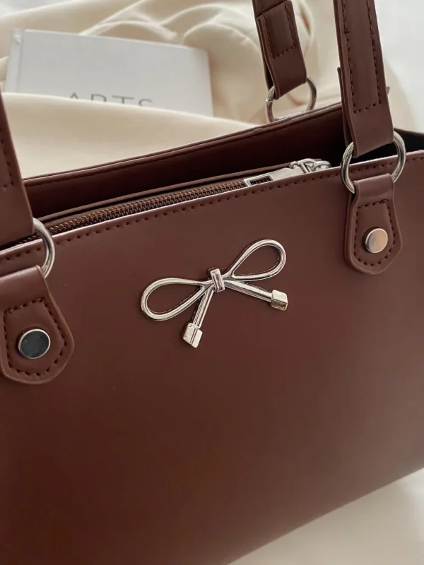Bow PU Leather Shoulder Bag - Image 6