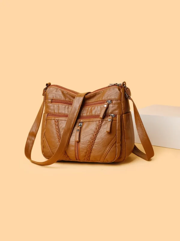 Adjustable Strap PU Leather Shoulder Bag - Image 23