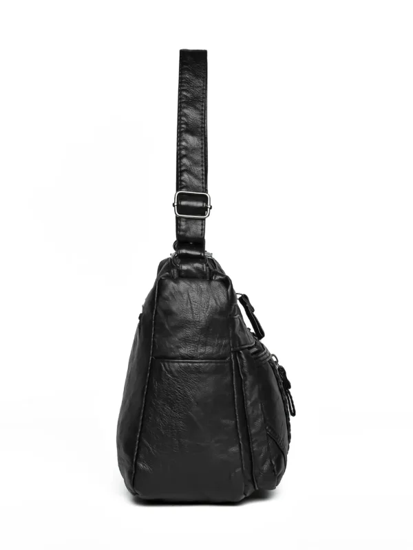 Adjustable Strap PU Leather Shoulder Bag - Image 3
