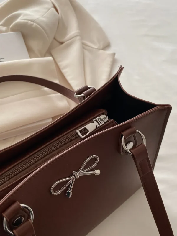 Bow PU Leather Shoulder Bag - Image 7