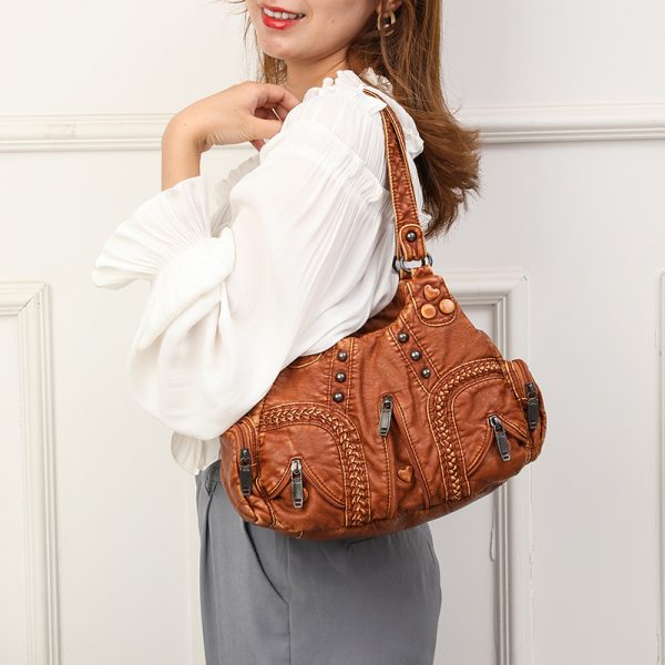 Vintage women's handbag large capacity single shoulder crossbody bag - Image 3