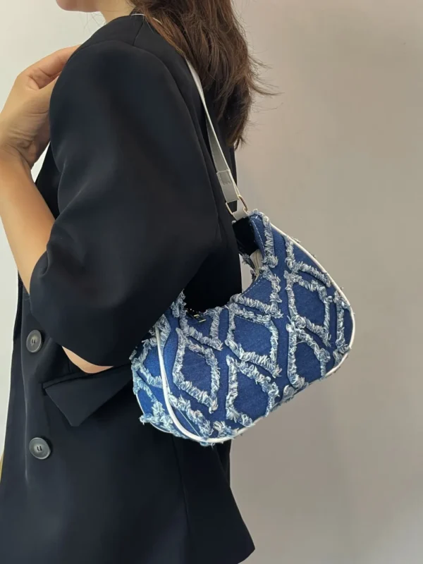 Raw Edge Cloth Shoulder Bag - Image 5