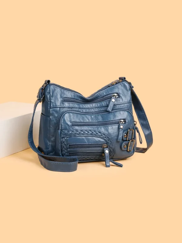Multi Pockets PU Leather Shoulder Bag - Image 4