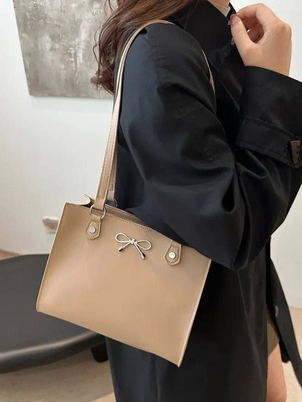 Bow PU Leather Shoulder Bag - Image 11