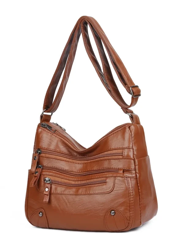 PU Leather Multi Pockets Shoulder Bag - Image 3